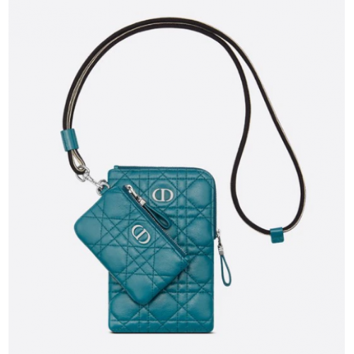 DIOR CARO WIELOFUNKCYJNA TOREBKA Deep Ocean Blue Supple Cannage Calfskin S5036PWH
