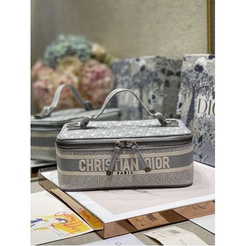 DIOR DIORTRAVEL KOSMETYCZKA szara Dior Oblique Embroidery S5481VR