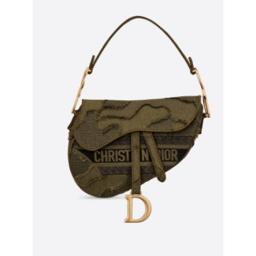 DIOR GREEN SADDLE CAMOUFLAGE POUCH M0446C