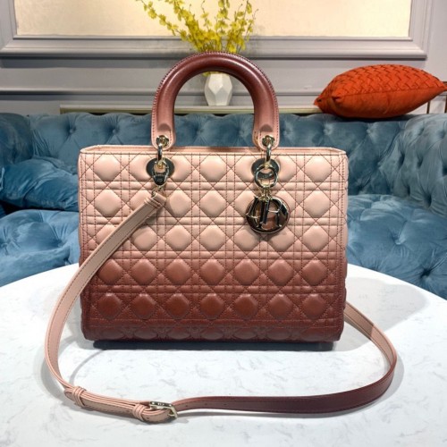 DIOR LADY BAG Brązowy Gradient Cannage Lambskin M0567 Brązowy