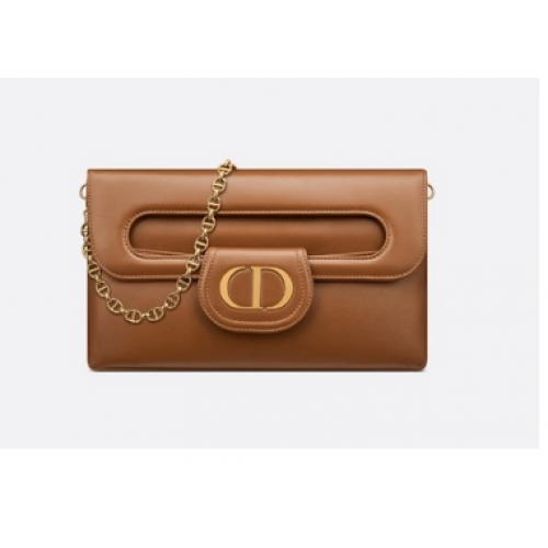 DIOR ŚREDNIA TOREBKA DIORDOUBLE SKÓRA CIELĘCA GRADIENT M8641U GŁADKA W KOLORZE KONIAKOWYM