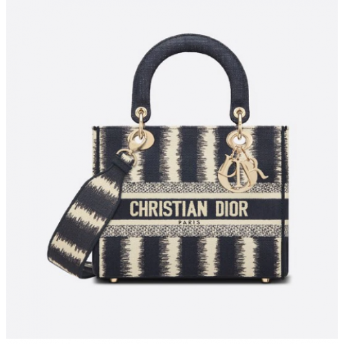 TOREBKA DIOR MEDIUM LADY D-LITE Niebieskie paski D Haft M0565