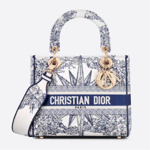 DIOR MEDIUM LADY D-LITE BAG Niebieska wielokolorowa Re ve dInfini Haft M0565O