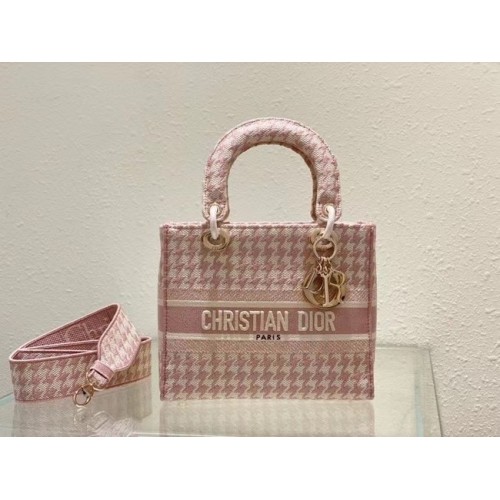 TOREBKA DIOR MEDIUM LADY D-LITE Haft M0565OR różowa
