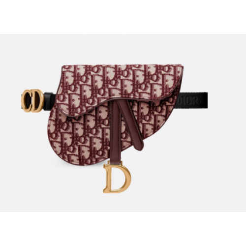 DIOR OBLIQUE SADDLE BELT BAG S5632CTZQ bordowy
