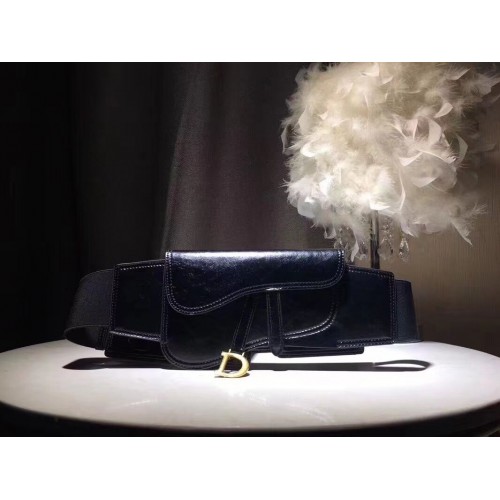 DIOR Oryginalna skórzana torebka na pasek M9021 Czarna