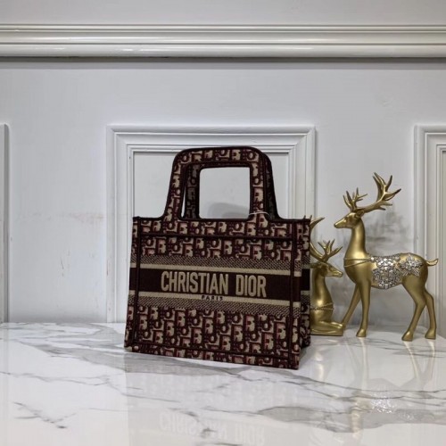 TORBA DIOR Z HAFTU PŁÓTNA C0195 Wino