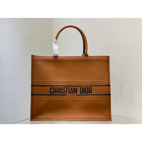 Duża skórzana torba typu tote DIOR C1286-33 brązowa