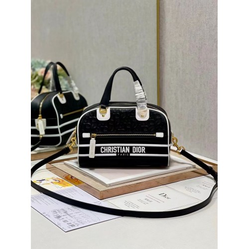 Torba typu tote DIOR ze skóry tłoczonej średniej A9200 czarna