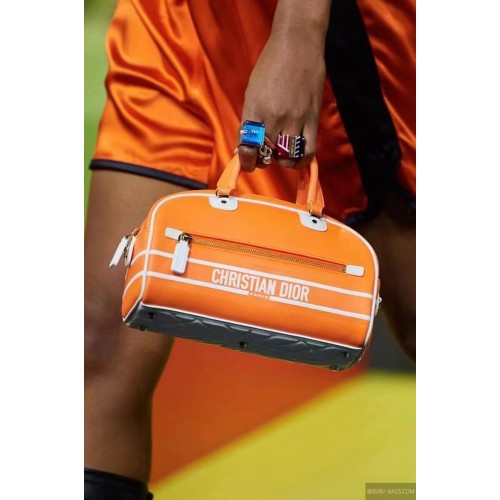 Torba typu tote DIOR mała, tłoczona, skórzana C9201, pomarańczowa