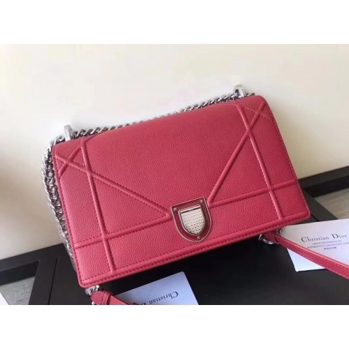 TOREBKA DIORAMA Z KLAPĄ Z CZERWONEJ SKÓRY CIELĘCEJ Z DUŻYM WZOREM KANAPKOWYM M0422