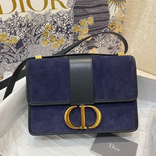 Dior 30 MONTAIGNE BAG Mrożona skóra cielęca C9268 Ciemnoniebieska