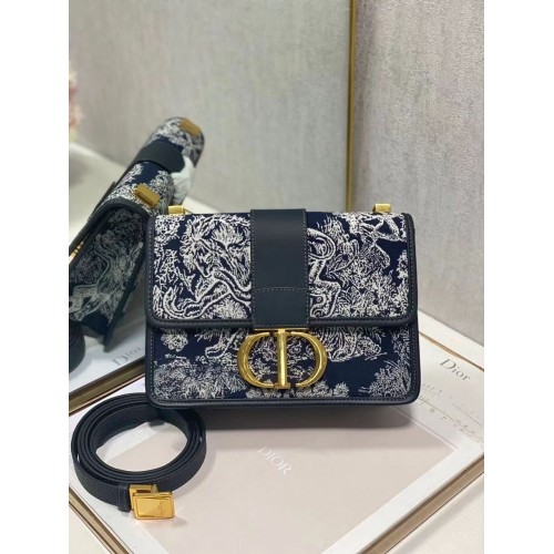 Dior 30 MONTAIGNE BAG Oblique Jacquard C9263-2 ciemnoniebieski