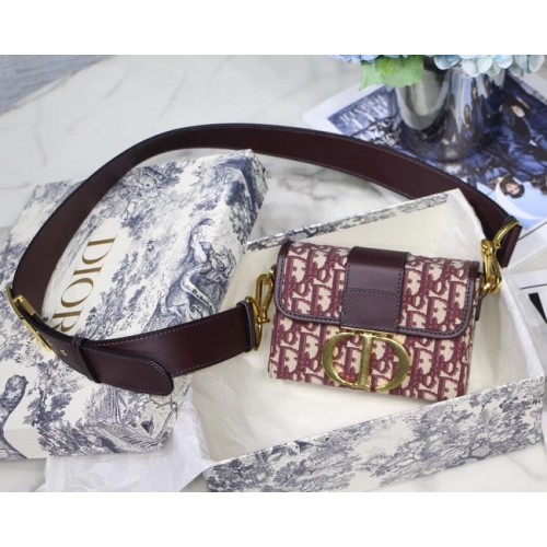 Dior 30 MONTAIGNE JACQUARD CANVAS BOX BAG M928 bordowy