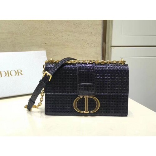 Dior 30 MONTAIGNE GŁADKA TOREBKA Z KLAPY Z CIELICY C9230 czarna