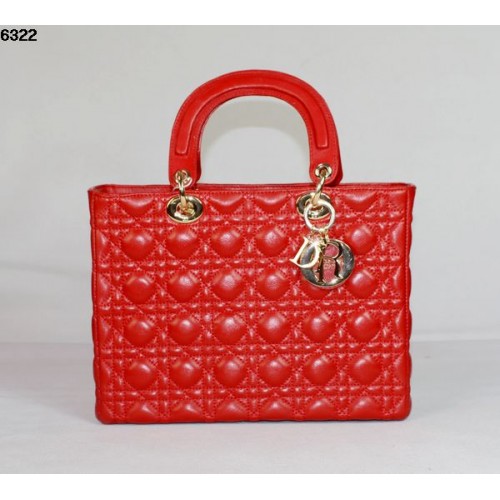 Torebka Christian Lady Dior Red Lambskin 6322 Gold
