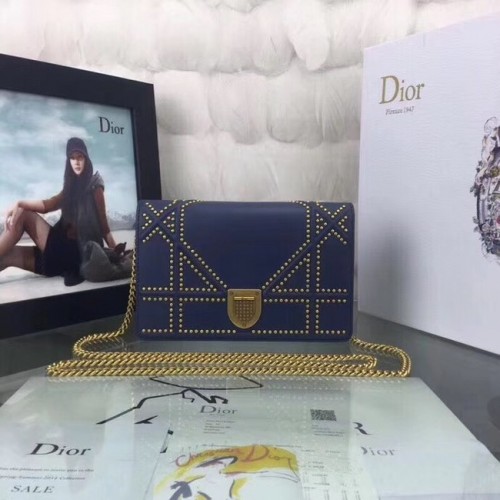 Dior CANNAGE Oryginalna torebka na ramię z owczej skóry w rozmiarze mini 3709 w kolorze niebieskim