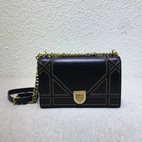 Dior DIORAMA BAG STUDDED LAMBSKIN M0422 czarny