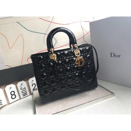 Dior DUŻA TOREBKA LADY DIOR Z JAGNIĘCEJ SKÓRY CAL44560 czarna