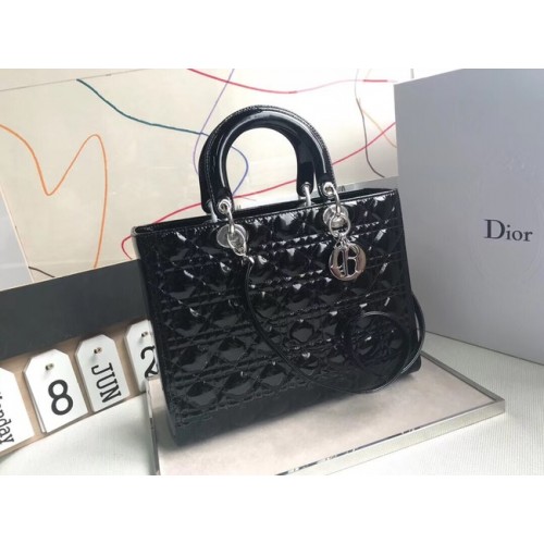 Dior DUŻA TOREBKA LADY DIOR Z JAGNIĘCEJ SKÓRY CBL44560 czarna