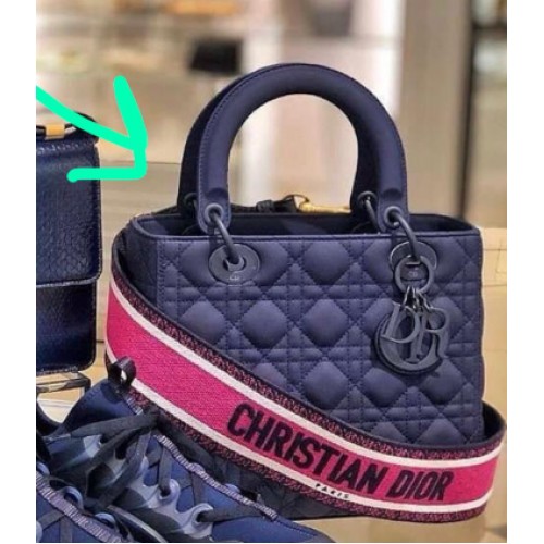 Dior LADY DIOR TOREBKA ZE SKÓRY CIELĘCEJ M0575 Ciemnoniebieska