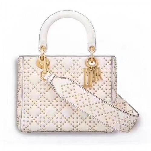 Torebka Dior Lady Dior Oryginalna skóra owcza CD3892 OffWhite