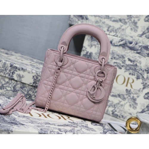 Torebka Dior Lady Dior Oryginalna skóra owcza CD5500 różowa