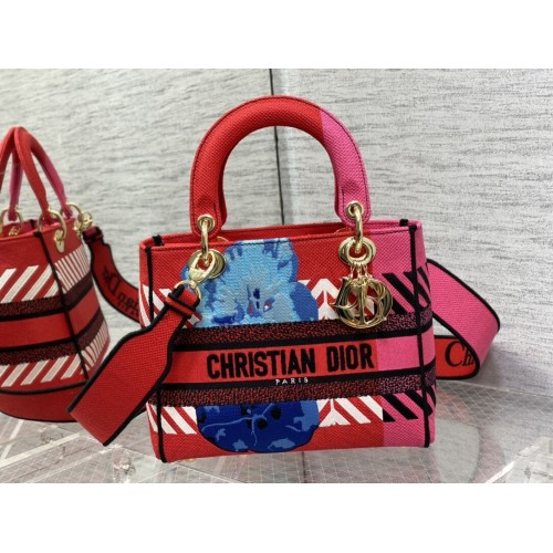 Dior MEDIUM LADY D-LITE BAG Haft C0420 różowy
