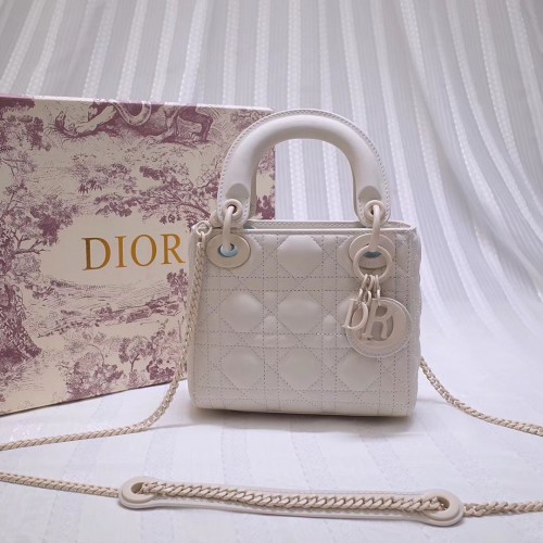 Dior MINI LADY DIOR TOREBKA ZE SKÓRY CIELĘCEJ M0505 Biała