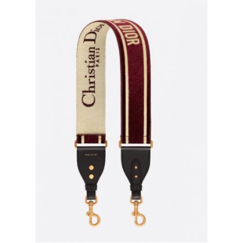 Pasek na ramię Dior Oblique z haftowanym aksamitem S8540CWVF-4 Burgundowy