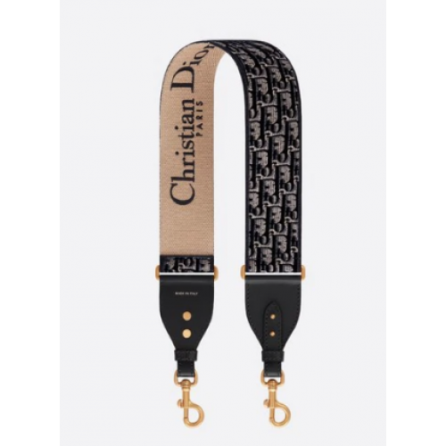 Pasek na ramię Dior Oblique z haftowanym aksamitem S8540CWVF niebieski