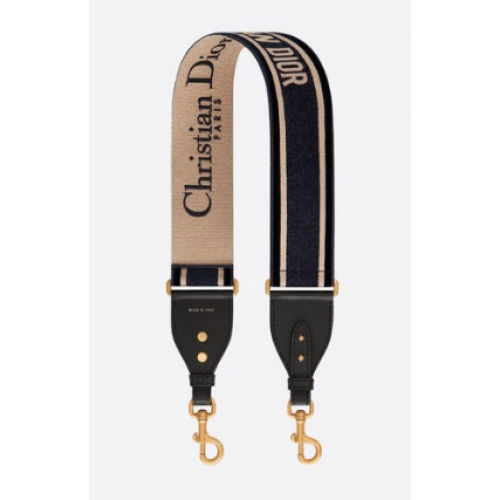 Pasek na ramię Dior Oblique z haftowanym aksamitem S8540CWVR-2 niebieski