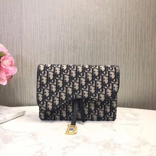 Dior Oblique Jacquard SADDLE NANO POUCH M447 Niebieski