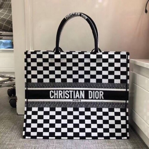 Dior Book Tote Bag Aus Besticktem Dior Oblique Toile 2863 Czarno-biały