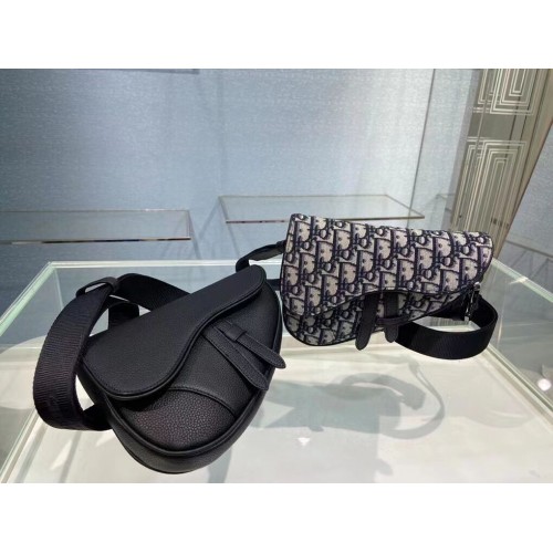 Dior SADDLE BELT POUCH Czarna skóra cielęca licowa C2109
