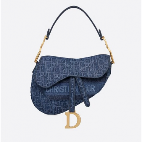 Dior SADDLE DENIM CANVAS BAG M928 niebieski