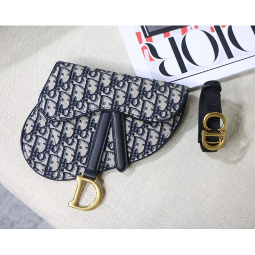 Saszetka Dior Saddle Flat Belt Pouch Oblique Jacquard M0448 Blue