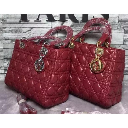 Torebka Dior Small Lady Dior z owczej skóry CD6322 Burgund
