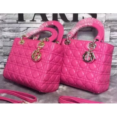 Torebka Dior Small Lady Dior z owczej skóry CD6322 w kolorze różowym