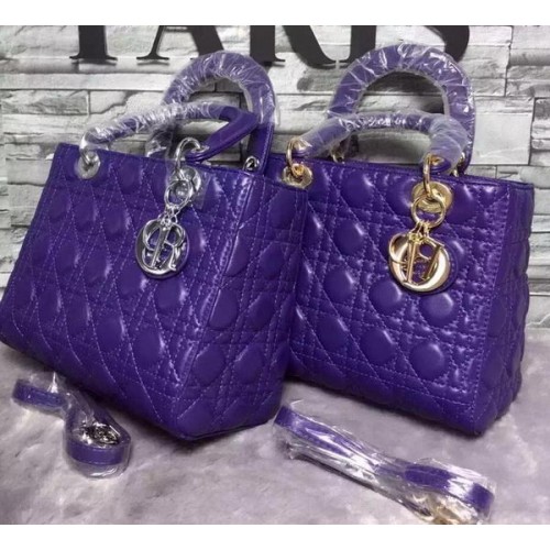 Torebka Dior Small Lady Dior z owczej skóry CD6322 Violet
