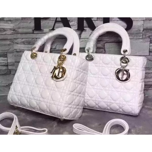 Torebka Dior Small Lady Dior z owczej skóry CD6322, biała