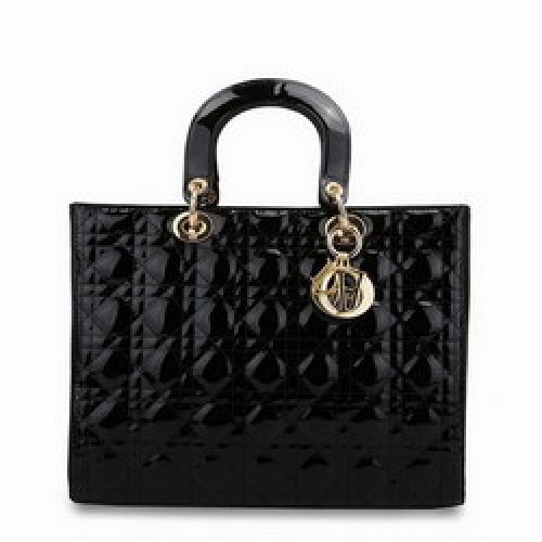 Dior Tote Bags Lakierowana Skóra Czarna 44561