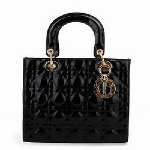 Dior Tote Bags Lakierowana Skóra Czarna 6301
