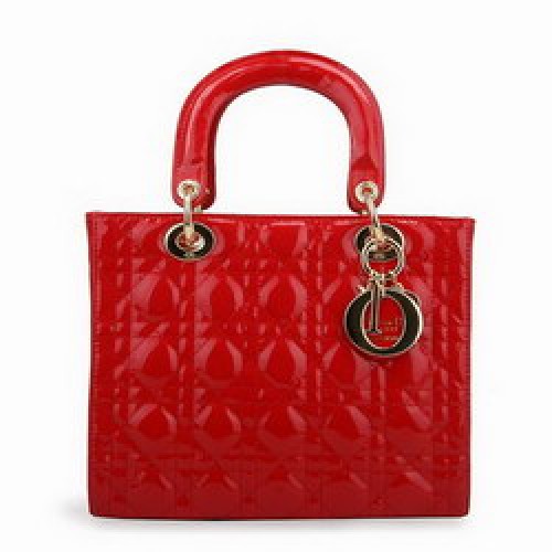 Dior Tote Bags Lakierowana Skóra Czerwona 6301