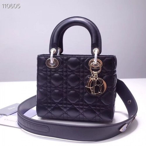 Dior lucky badges Oryginalna torba typu tote z owczej skóry 88035 czarna