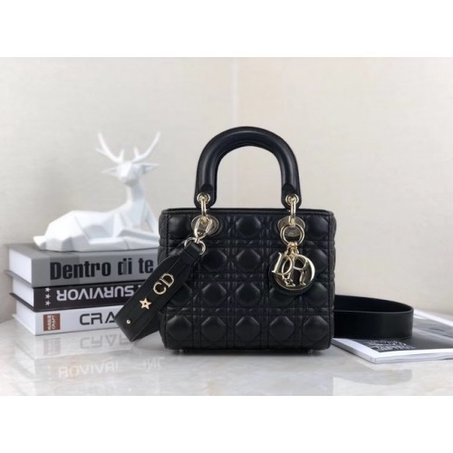 Dior lucky badges Oryginalna torba typu tote z owczej skóry A88035 czarna