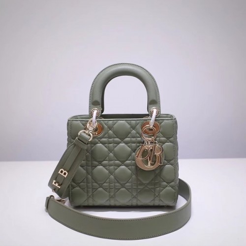 Dior lucky badges Oryginalna torba typu tote z owczej skóry A88035 zielona