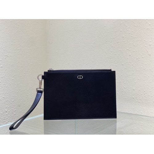 Dior mała torebka kopertówka z jagnięcej skóry C6113 Czarna