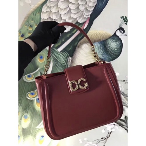 Dolce Gabbana Oryginalna skórzana torba 4918 Burgundy