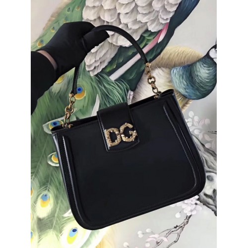 Dolce Gabbana Oryginalna skórzana torba 4918 czarna